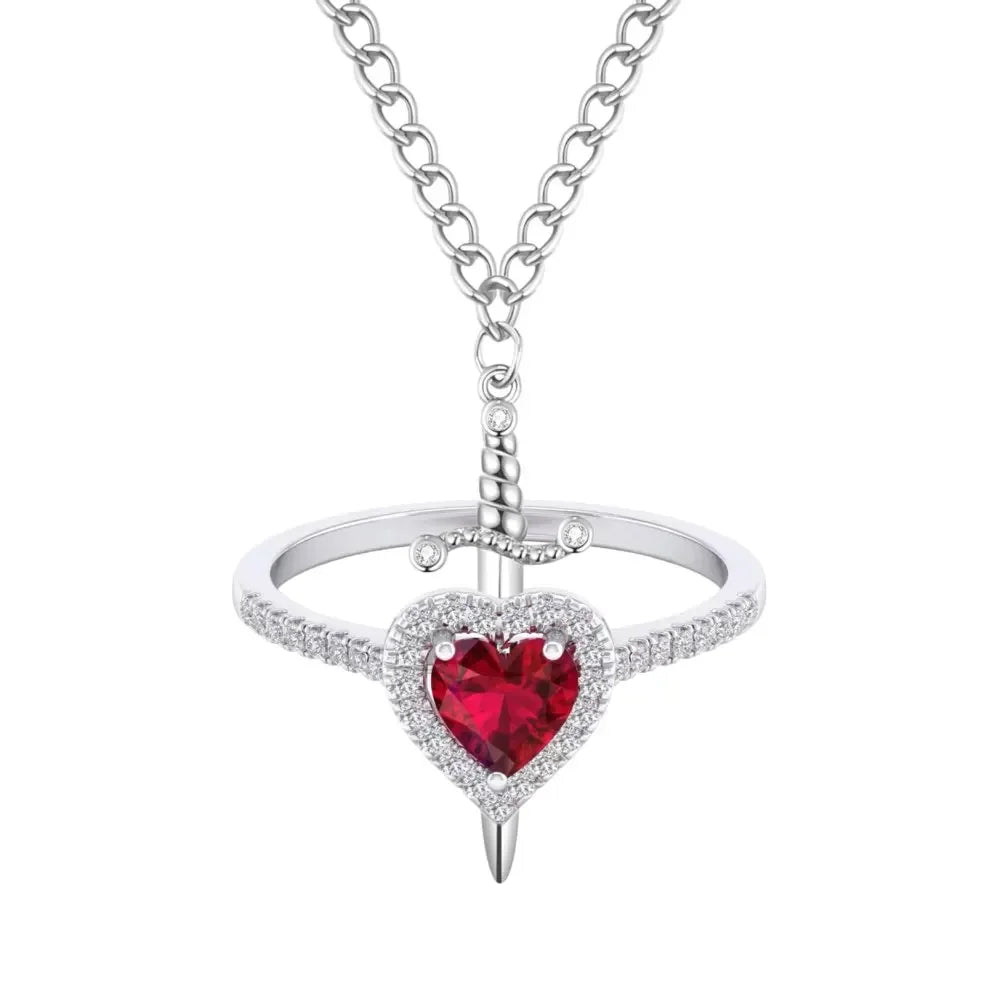 Anillo y Cadena Corazón y Espada